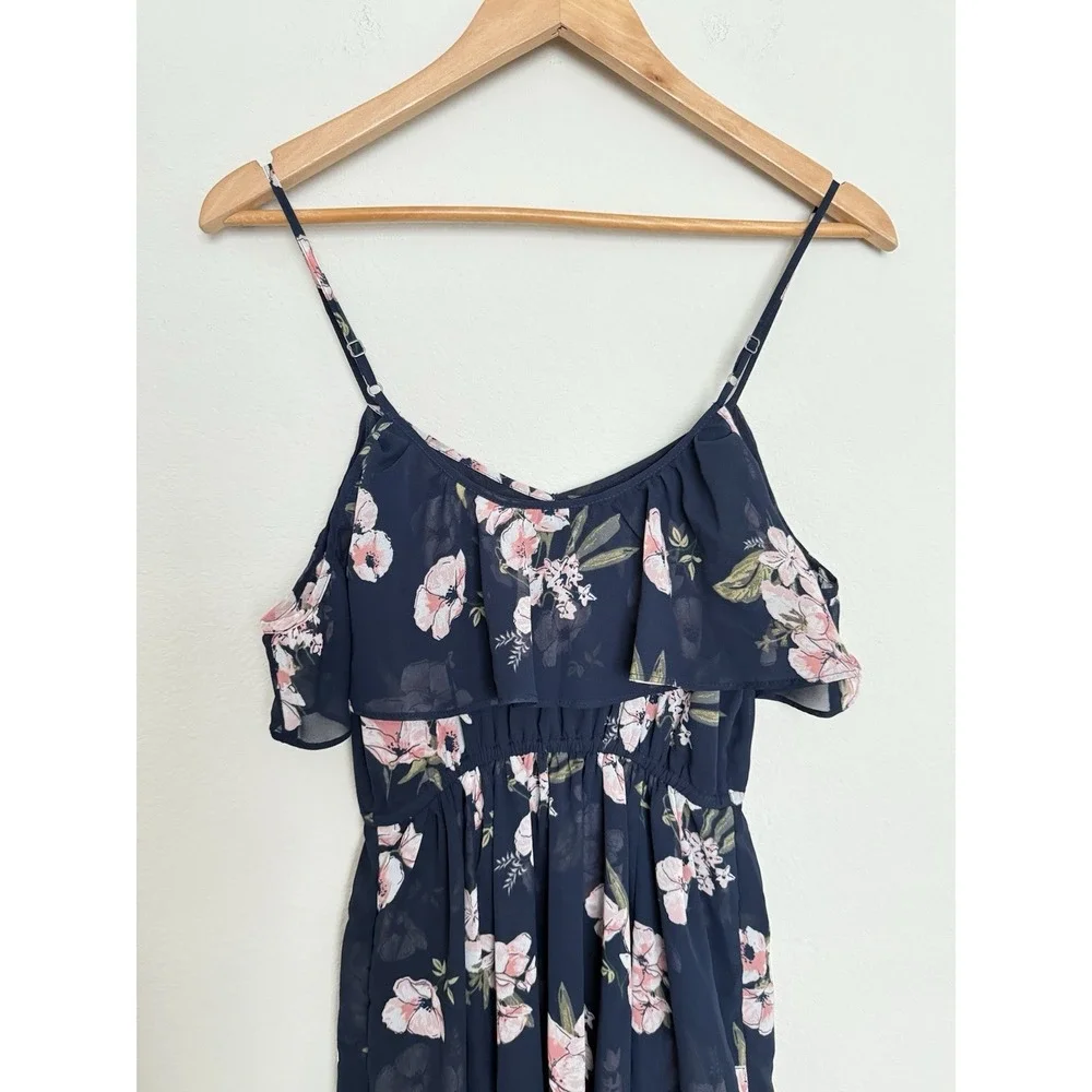 Y2K Abercrombie & Fitch Chiffon Maxi Dress Womens XS Cottagecore Romantic Beachy